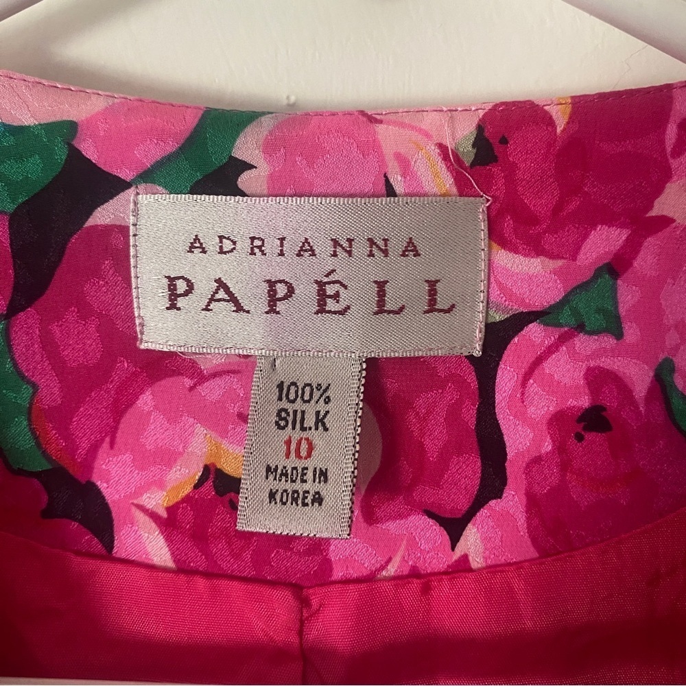 Vintage 100% Silk Pink Floral Blouse Button-Up Shirt Padded Shoulder Cottagecore - Picture 12 of 14